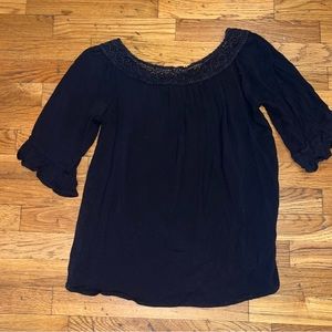 Black crochet trimmed top